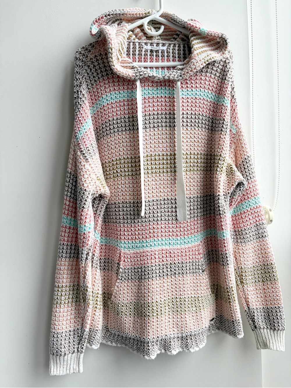 O'Neill Multicolor Striped Knit Hoodie - Pink, Gray, Teal, Olive